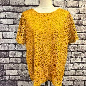 Philosphy Gold Lace Short Sleeve Blouse Size XXL